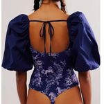 Free People #57 NWOT  Prairie Rose Bodysuit in Navy Blue Combo Photo 3