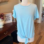 Envy Baby Blue Women's Top Tie Knot Short Sleeve Photo 4