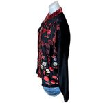 White Stag Chinese Embroidered Black Velvet Jacket LARGE Art to Wear Lagenlook Photo 2