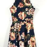 Fifty Street New Scalloped Floral Dress Halter Sleeveless Skater Mini Navy Multi Photo 7