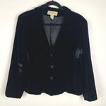 Jones New York  Country Black Velvet Blazer Jacket Y2K Vintage Size 16 Soft Goth Photo 0