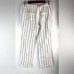 Per Se  L Linen Blend Black and Beige on White Striped Beachcomber Wide Leg Pants Photo 1