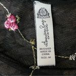 American Rag  Black Mesh Sheer Embroidered Peplum Top M Witchy Goth Dark Coquette Photo 7