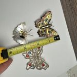 Butterfly Insect Gold Tone Brooch Pin Lot Of 3 Enamel Rhinestone & MOP Mix Photo 2