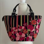 Talbots Black/Pink/Orange Cotton Canvas/Leather Purse Photo 0