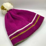 Old Sun Knits Pink VIP Stripe Wool Knit Pompom Beanie Adult OS Ski Snowboard Photo 4