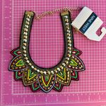 Nine West  Colorful Ethic Mesh Bib collar Maxi Beaded Statement Necklace 32” Photo 1