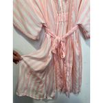 Betsey Johnson BETSY JOHNSON Pink White MRS Bridal Striped Kimono Robe Embroidered sz Medium Photo 3