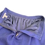 Burberry Brit Woven Short Skirt Womens 6 Blue Pockets Gold Zipper Quiet Luxury Photo 5