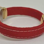 Quartz analog women’s cuff bracelet watch 26mm gold tone case red bracelet size Photo 2