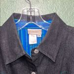 Vintage Embroidered Black Jean Jacket with Floral Design Size M Photo 2