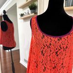 Lucca Couture Burnt Orange Sheer Lace Tank Top with Purple Piping Women's Size Medium Photo 1