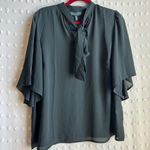 Eloquii NWT  Bow Flutter Sleeve Short Sleeve Top Sz 14 Black Photo 0