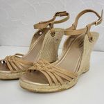 Self Esteem  Womens Sandals Size 9 Brown Cork Strap Slingback Wedge Heels Photo 4