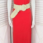 Charlotte Russe  Tie Neck Halter Maxi Dress Coral Orange Small Sleeveless Photo 0