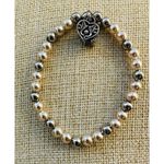 Valerie Parr Hill Faux Pale Pink Silver Tone Beaded Prayer Box Stretch Bracelet Photo 5