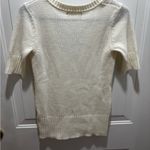 Old Navy Cream V-Neck Short Sleeve Sweater Photo 5