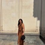 ZARA  Brown Satin maxi long Dress evening party holiday  wedding cocktail gown  Photo 4