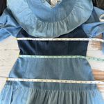 RIXO Sara Tiered Ruffled Denim Midi Dress Size Medium US 8 UK 12 Blue Photo 11