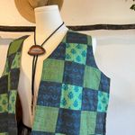 Handmade Cotton Arch Green Square Patchwork Open Style Vest Top Size Medium Blue Photo 1