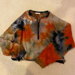 Heart & Hips Tie Dye Cropped Quarter Zip Sweatshirt Photo 0