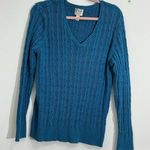 st. john's bay Womans St John’s Bay Teal V Neck Cable Knit Pullover Long Sleeve Sweater XXL Photo 0