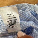 Talbots NWT PS Blue Striped Ruffle-Trim Cotton Metallic Blend Blouse Petite Photo 2