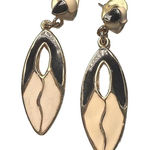 Vintage Gold Tone Black and White Enamel Dangle Earrings Photo 0