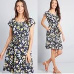 Modcloth NWT | Befits Your Brilliance Dress Navy Floral Print Sz. Medium Photo 1