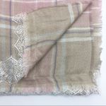 Betsey Johnson  Pastel Plaid Lace Trim Blanket Scarf Photo 4