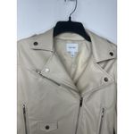 Nine West Women’s  Faux Leather Moto Jacket Size Small Cream Zip Pockets Photo 6