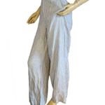 Tahari BLUE & WHITE STRIPED LINEN WIDE LEG TROUSERS (10) Photo 0