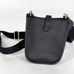 Crossbody Pebbled Faux Leather Pouch with Strap Black Gold One Size Photo 1