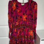 Farm Rio  Anthropologie Tropical Tapestry Long-Sleeve Mini Dress in Pink Photo 4