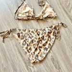 Barts Women's Sands Triangle Two Piece Bikini Set Leopard Print Size 8 Brown Photo 3