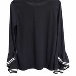 White Birch  Black Bell Sleeve Boat Neck Sweater L Photo 0