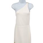 Anthropologie Haney Petra One Shoulder Metallic Gold Mesh Paneled Ponte Ivory Gown Maxi Dress Photo 4