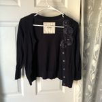 Abercrombie & Fitch Y2K Women's dark navy Sweater cardigan Floral Accents sz S Photo 2