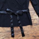 Soft Surroundings  • black knit wrap top tie waist surplice ribbon belt Photo 4