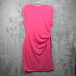 Talbots  Dress Medium Tie Waist Hot Pink Cotton Knit Cap Sleeve Casual Resort Photo 2