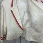 NIPON BOUTIQUE Blazer Size US 6 Cream Red Double Breasted Linen Trimmed Tailored Photo 9