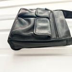 Fossil Vintage Black Leather 75082 Multi Pocket Top Zip Shoulder Bag Key Fob Photo 4