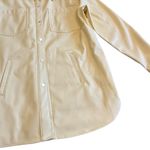 Calvin Klein Vegan Faux Leather Butter Yellow Snap Down Jacket Shacket Large Photo 3