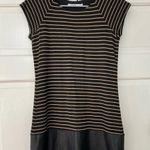 Anthropologie Bailey 44 Black & Tan Striped Dress w/ Faux Leather Bottom - Small Photo 9