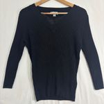 Dress Barn  Ribbed Sweater Womens XL Fitted Black Lace Neckline Stretch Y2K Party Photo 0