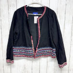 Simply Styled Jacket Women Size XL Black Embroidered Trim Open Front Long Sleeve Photo 0