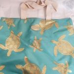 St.Thomas U.S.V.I canvas Turquoise with Gold foil sea turles and zipper. A12 Green Photo 0