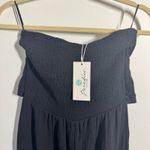 Paradise Jumpsuit Women M Black Strapless Smocked Travel Minimal Lagenlook Gauz Size M Photo 2