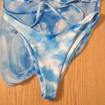 SheIn B50 Women’s Sexy  3Pc Cheeky Bikini Swimsuit Sarong Set Blue Size Large Photo 1