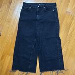 ZARA  Black Raw Hem Wide Leg Cropped Ankle Jeans Photo 7